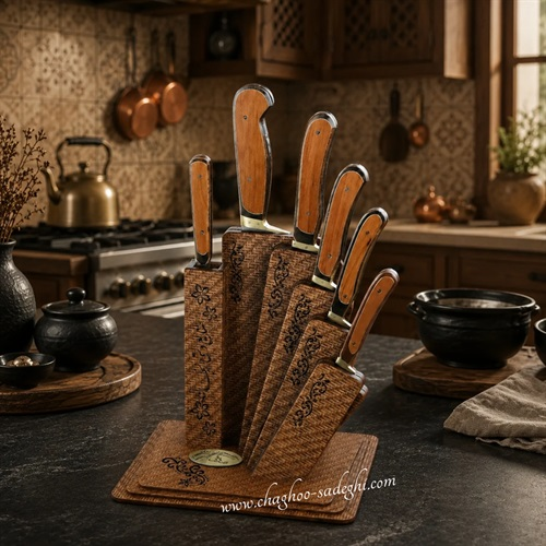 ست 7پارچه چاقوی آشپزخانه، ساطور+مصقل(سایز 2،3،4،5)